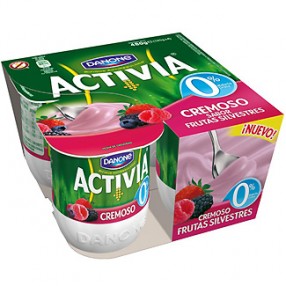 DANONE ACTIVIA CREMOSO 0% yogur desnatado cremoso de frutos silvestres pack 4